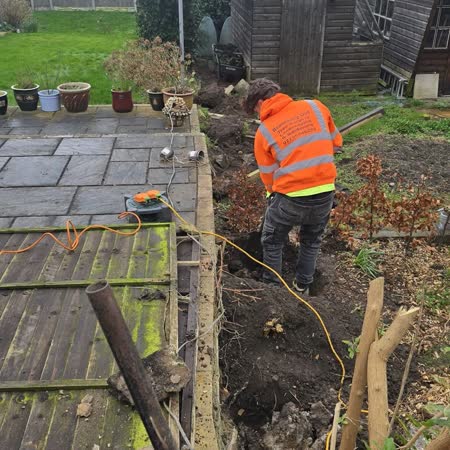 Groundwork under way in a back garden
